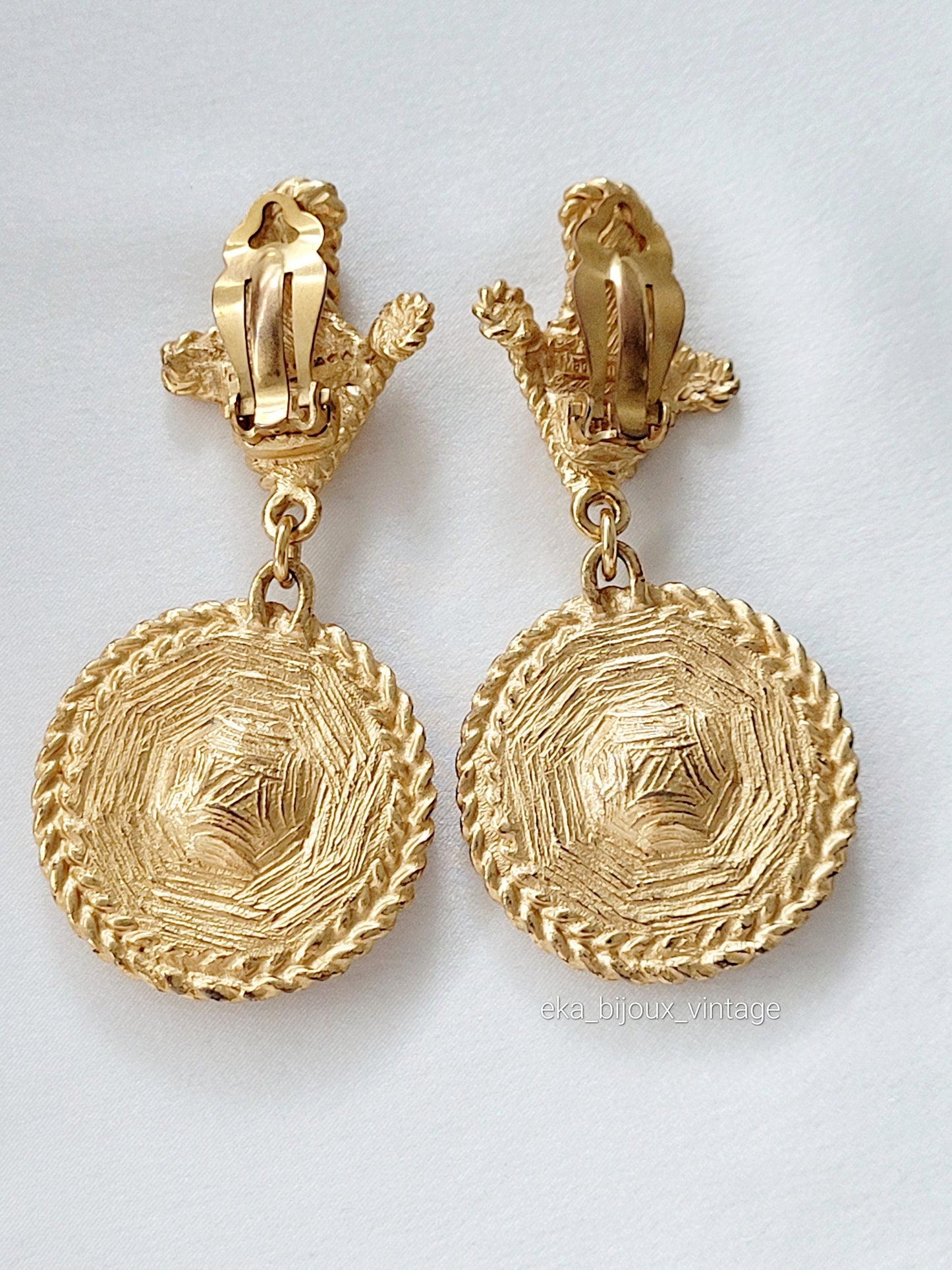 Balenciaga Paris - Boucles d'oreilles vintage pendantes Cristaux rouges