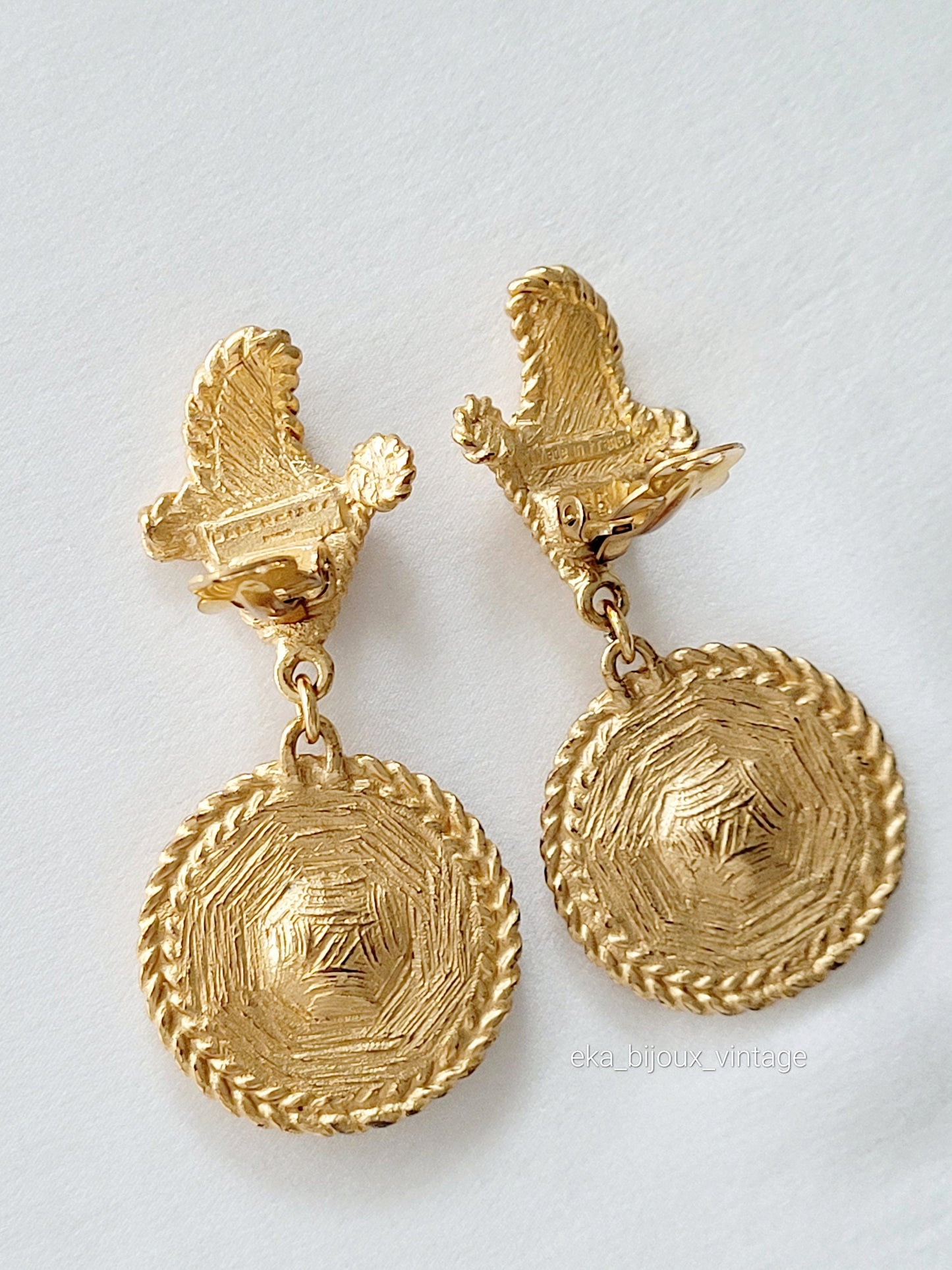 Balenciaga Paris - Boucles d'oreilles vintage pendantes Cristaux rouges