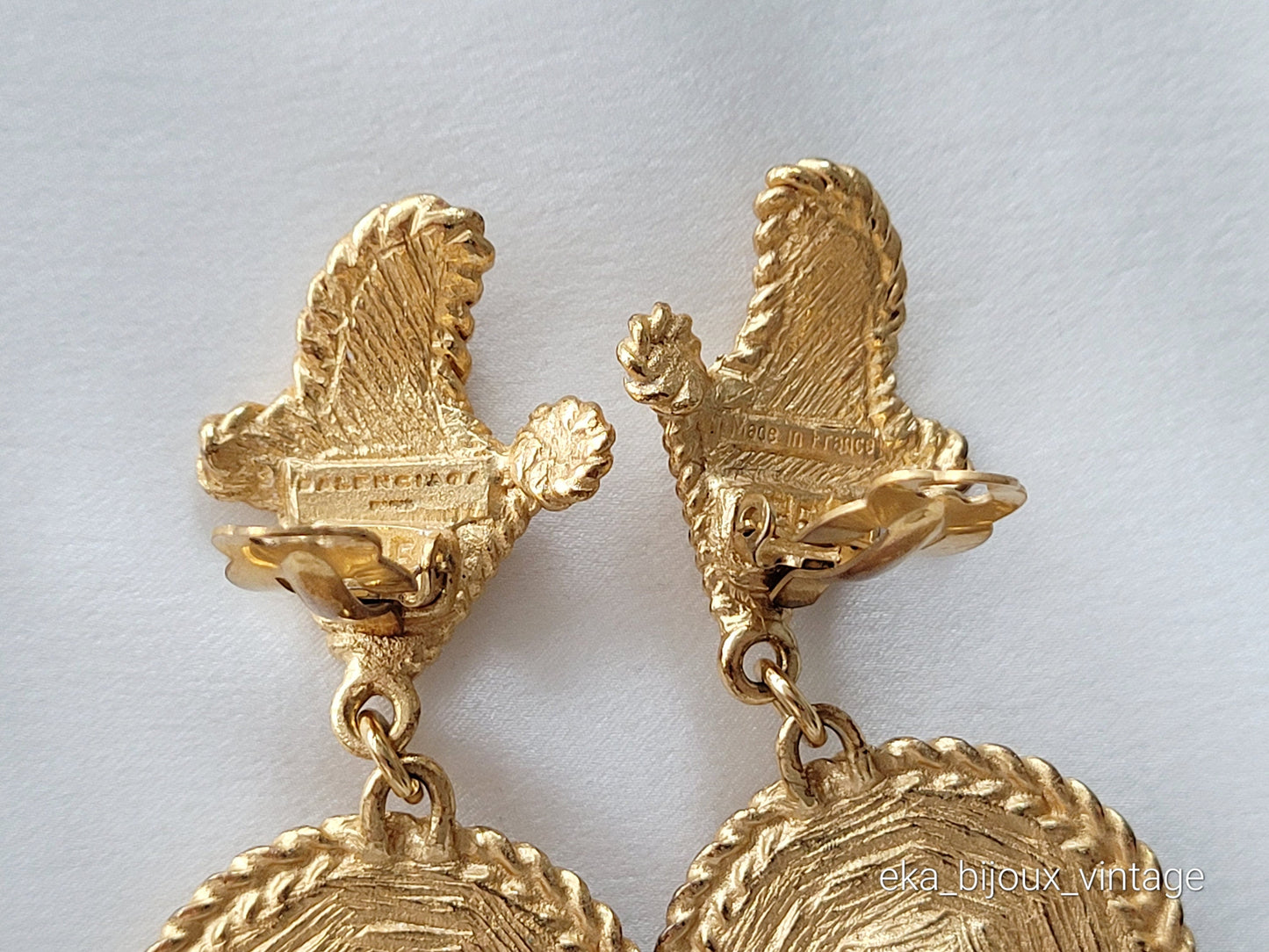 Balenciaga Paris - Boucles d'oreilles vintage pendantes Cristaux rouges