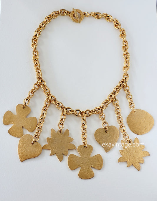 Agatha - Collier vintage sept breloques dorés