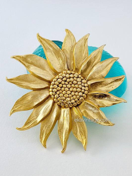 Il était une fois - Grande broche vintage Tournesol