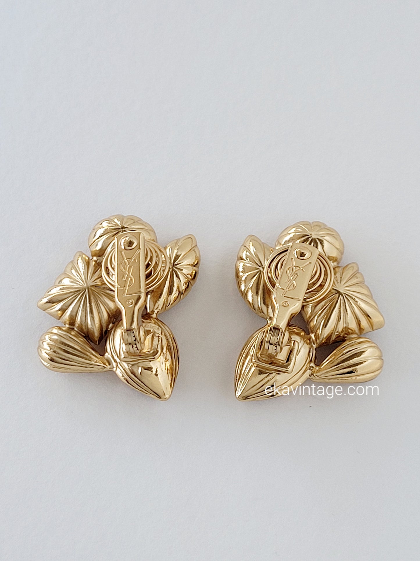 Yves Saint Laurent - Boucles d'oreilles vintage Cristaux marrons