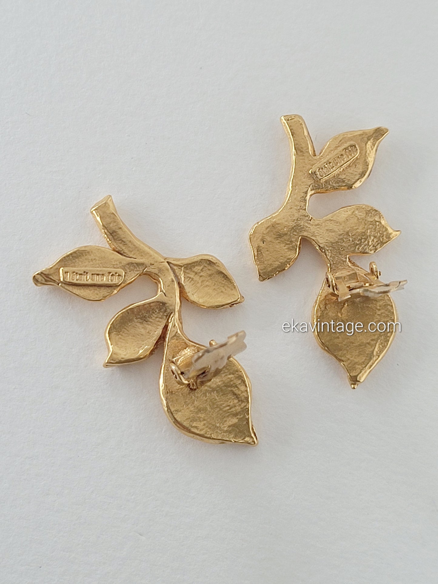 Il était une fois - Boucles d'oreilles vintage Trois feuilles