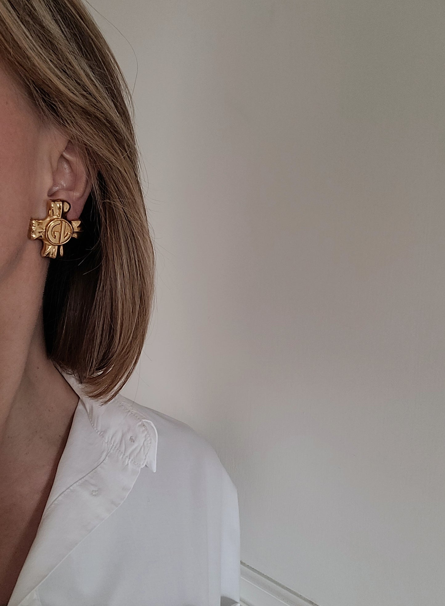 Guy Laroche - Boucles d'oreilles vintage Croix GL
