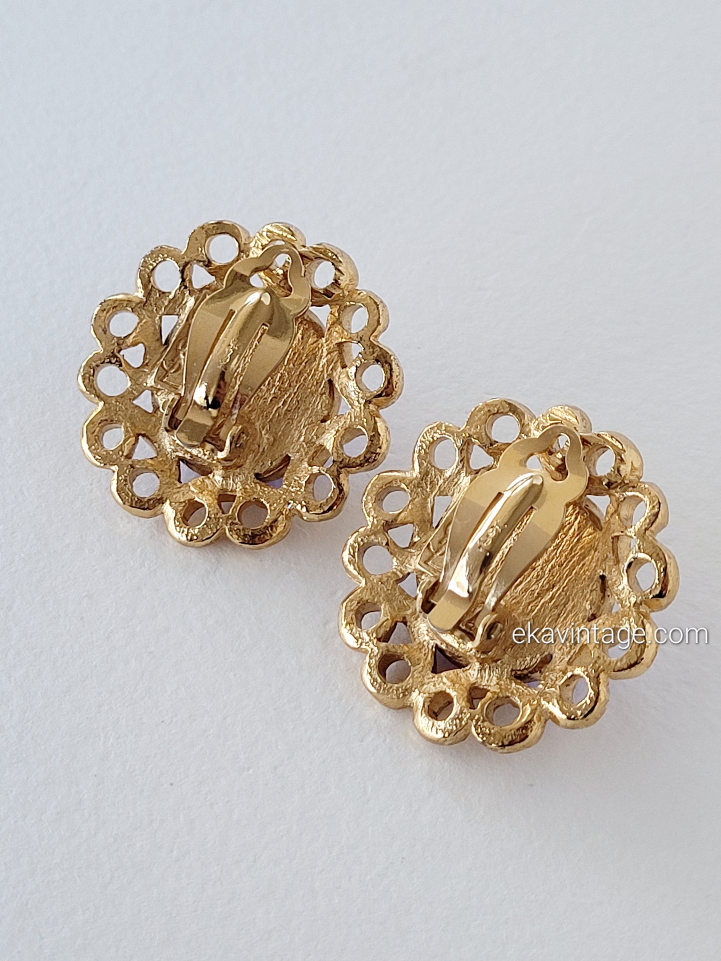 Yves Saint Laurent - Boucles d'oreilles vintage cabochon bleu