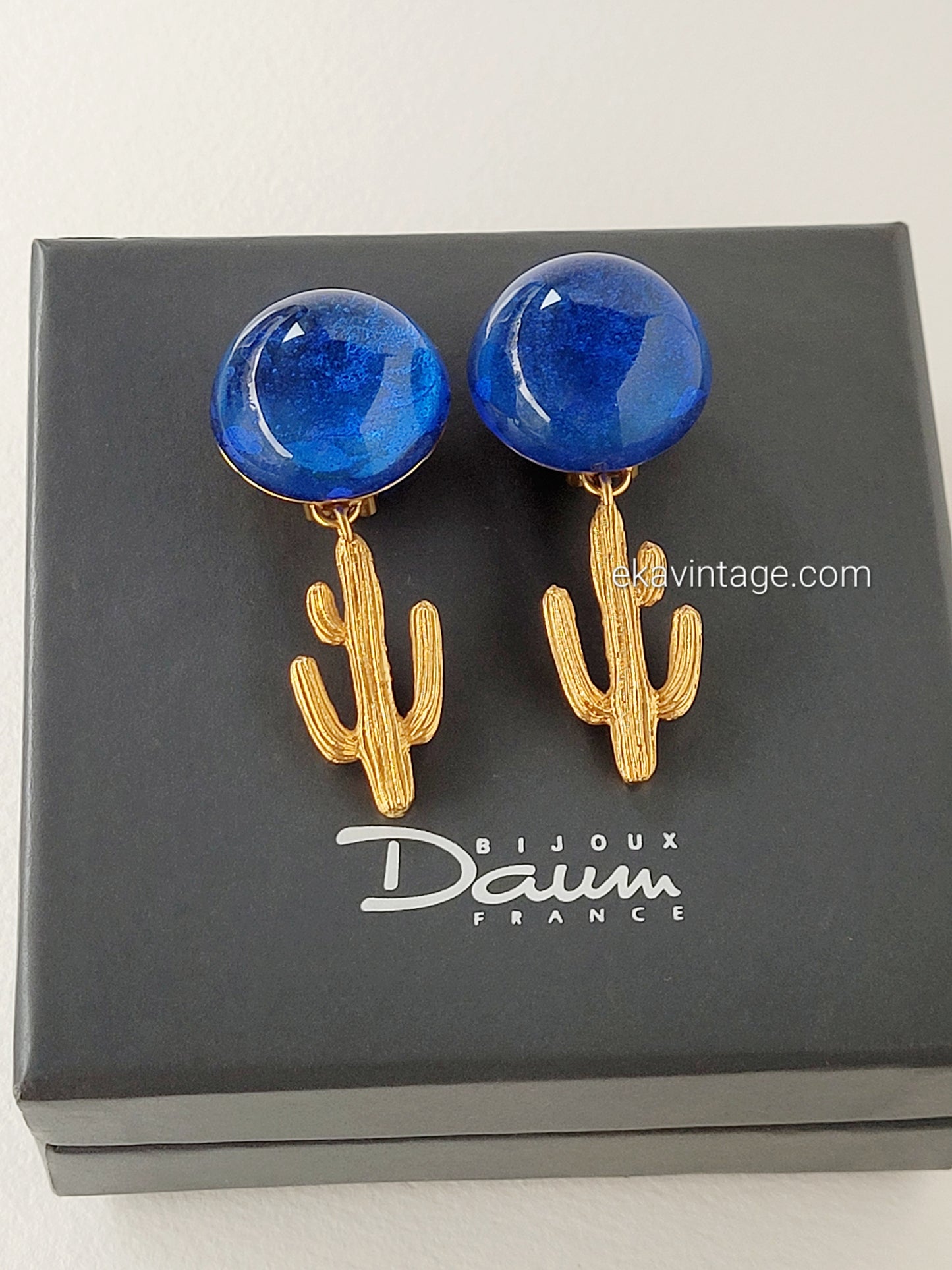 Daum - Boucles d'oreilles vintage en pâte de verre