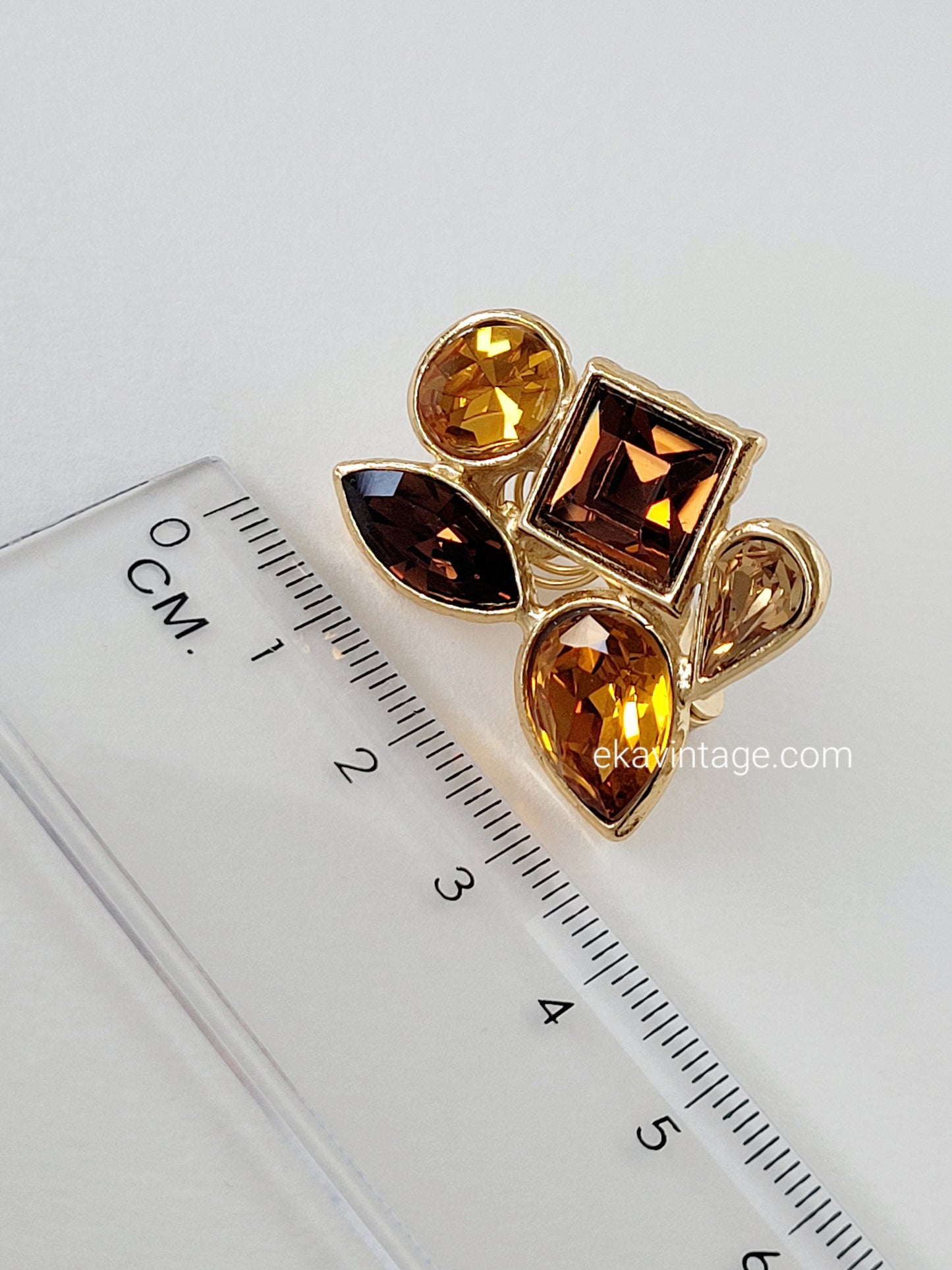 Yves Saint Laurent - Boucles d'oreilles vintage Cristaux marrons