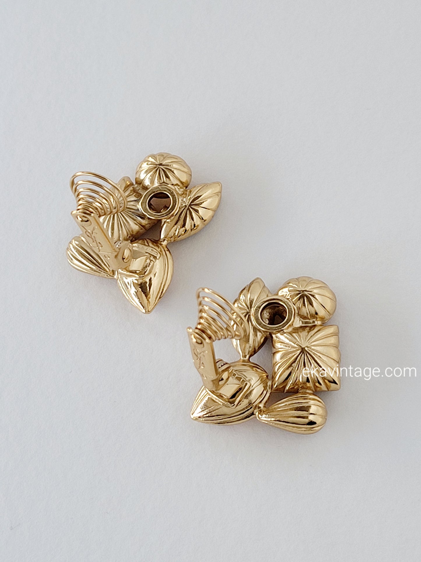 Yves Saint Laurent - Boucles d'oreilles vintage Cristaux marrons