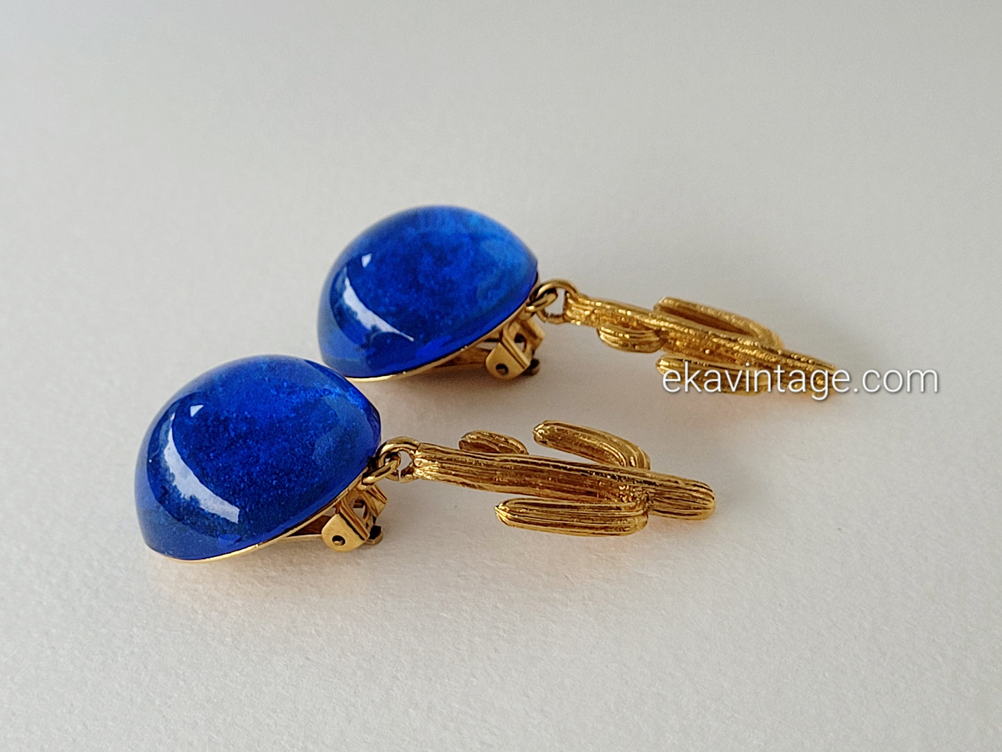 Daum - Boucles d'oreilles vintage en pâte de verre