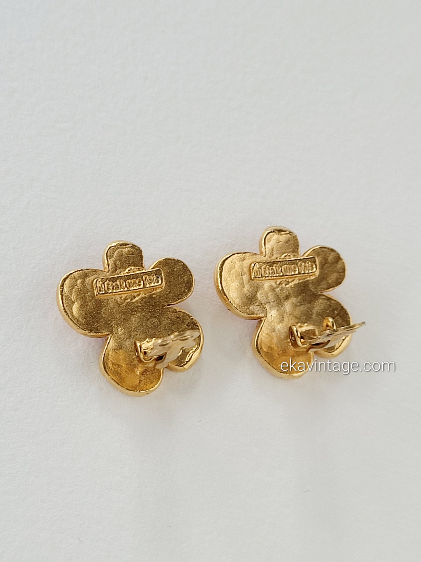 Il était une fois - Boucles d'oreilles vintage Fleur rouge