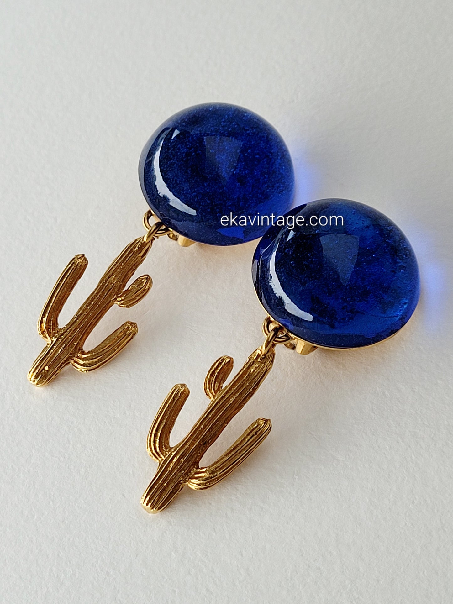 Daum - Boucles d'oreilles vintage en pâte de verre