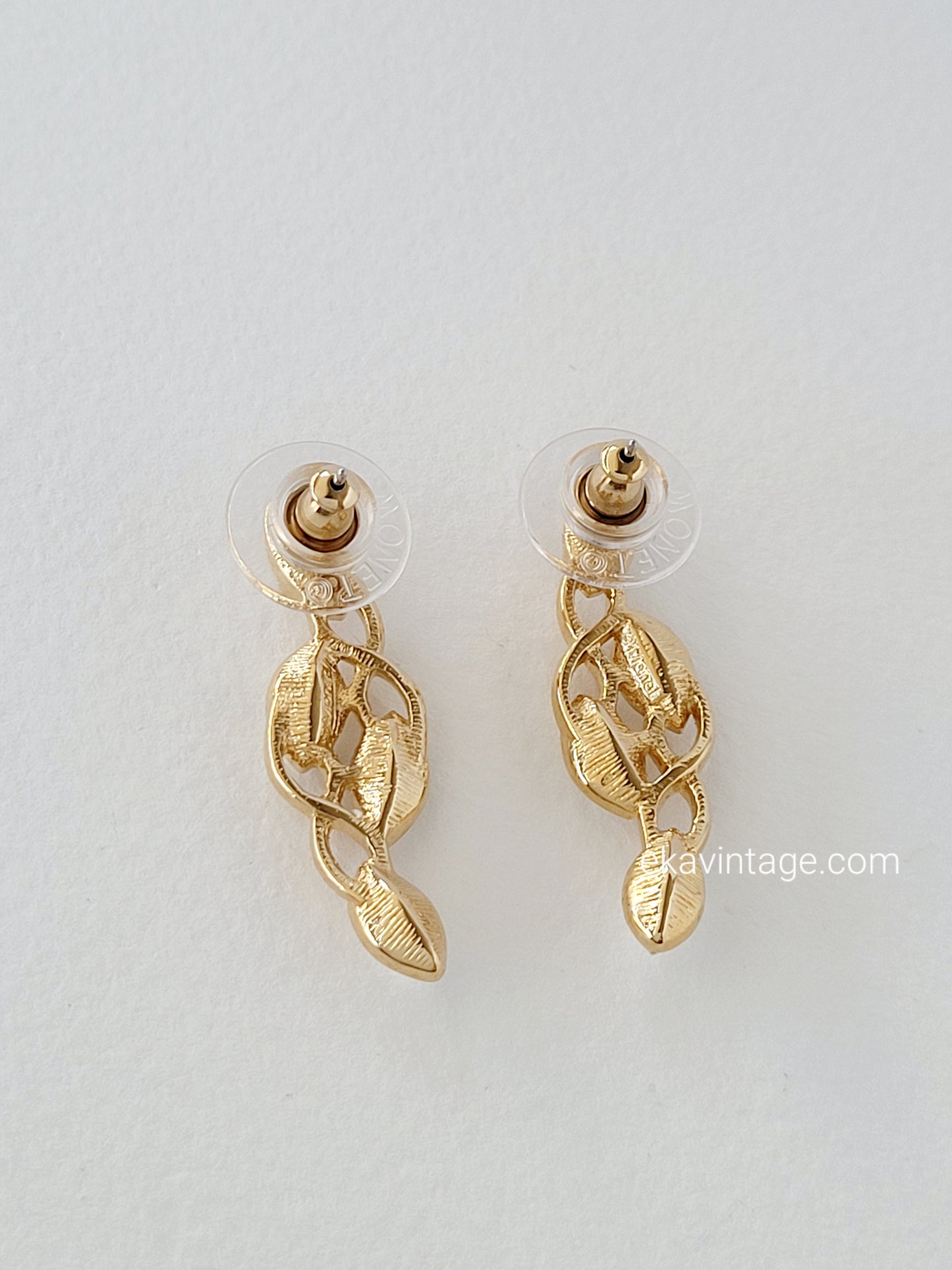 Monet - Boucles d'oreilles vintage Cristaux blancs