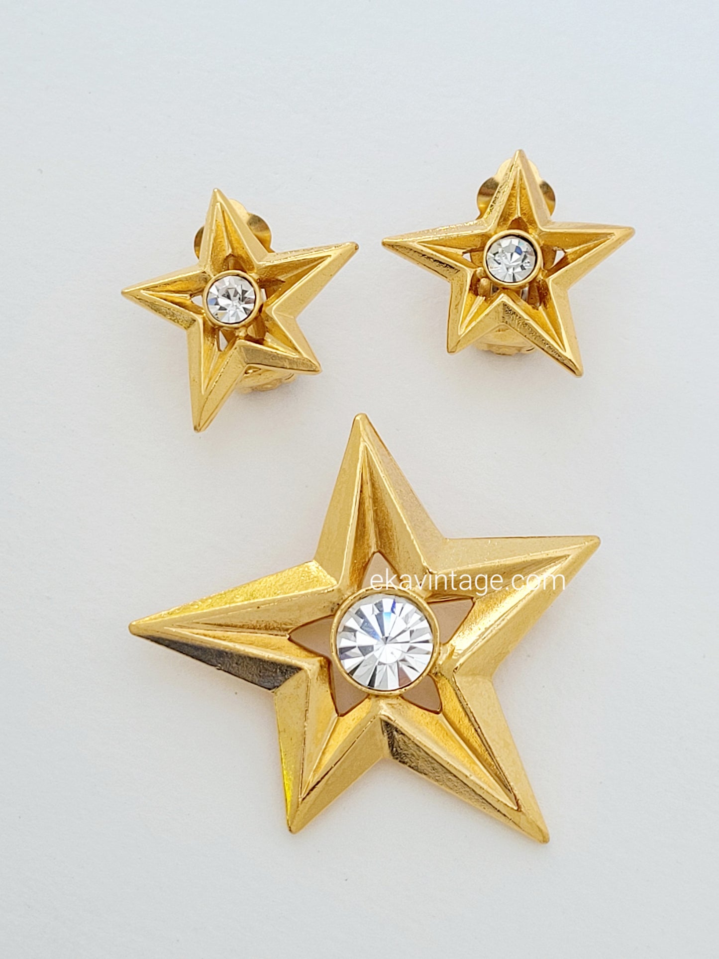 Oslo - Magnifique parure vintage -Boucles d'oreilles et broche vintage Étoile