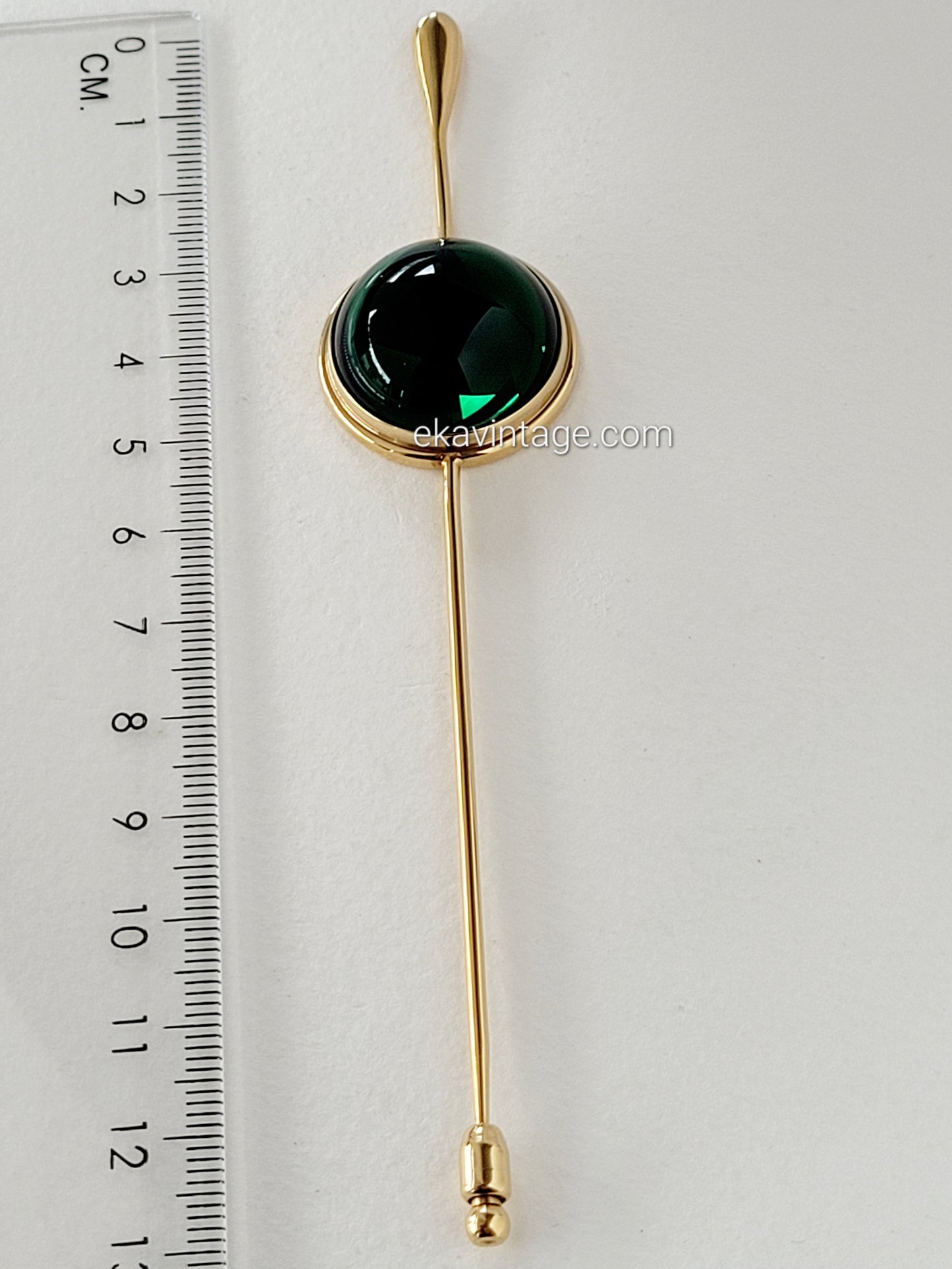 Lalique - Broche vintage cabochon vert