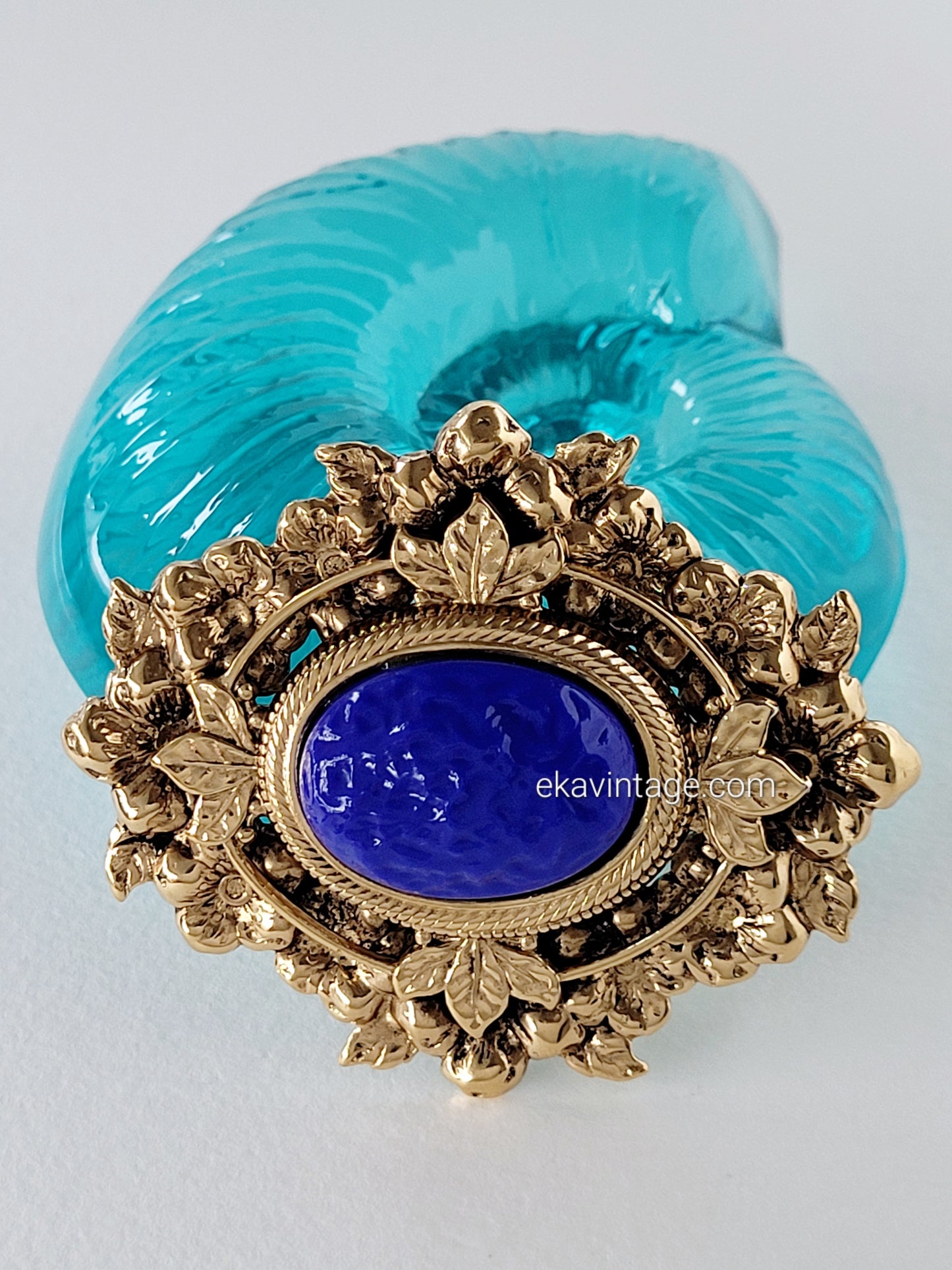 Réminiscence - Broche cabochon bleu