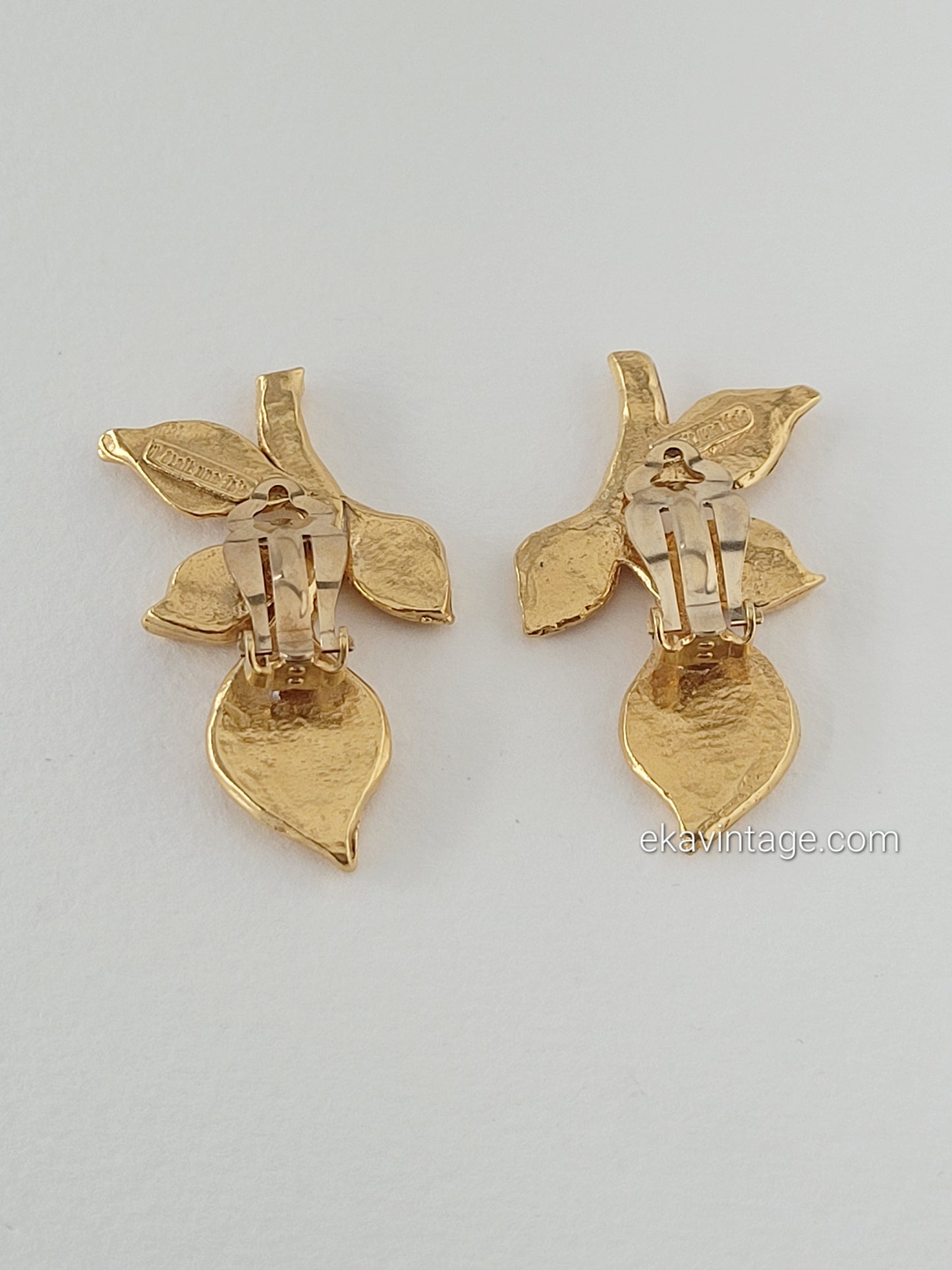 Il était une fois - Boucles d'oreilles vintage Trois feuilles