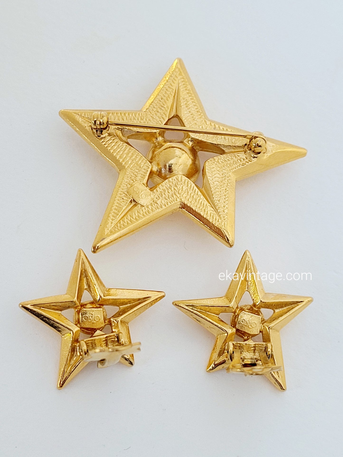 Oslo - Magnifique parure vintage -Boucles d'oreilles et broche vintage Étoile