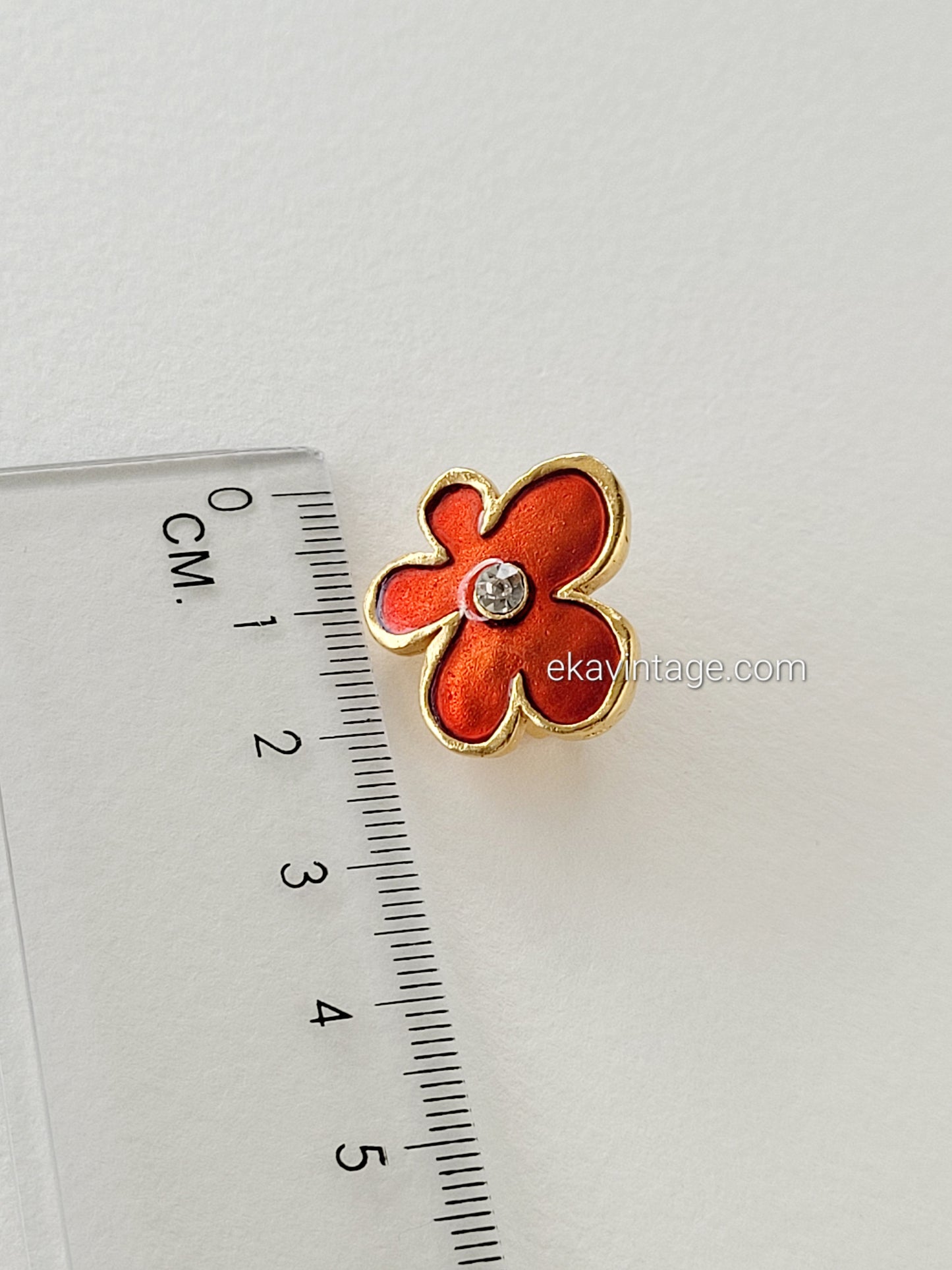 Il était une fois - Boucles d'oreilles vintage Fleur rouge