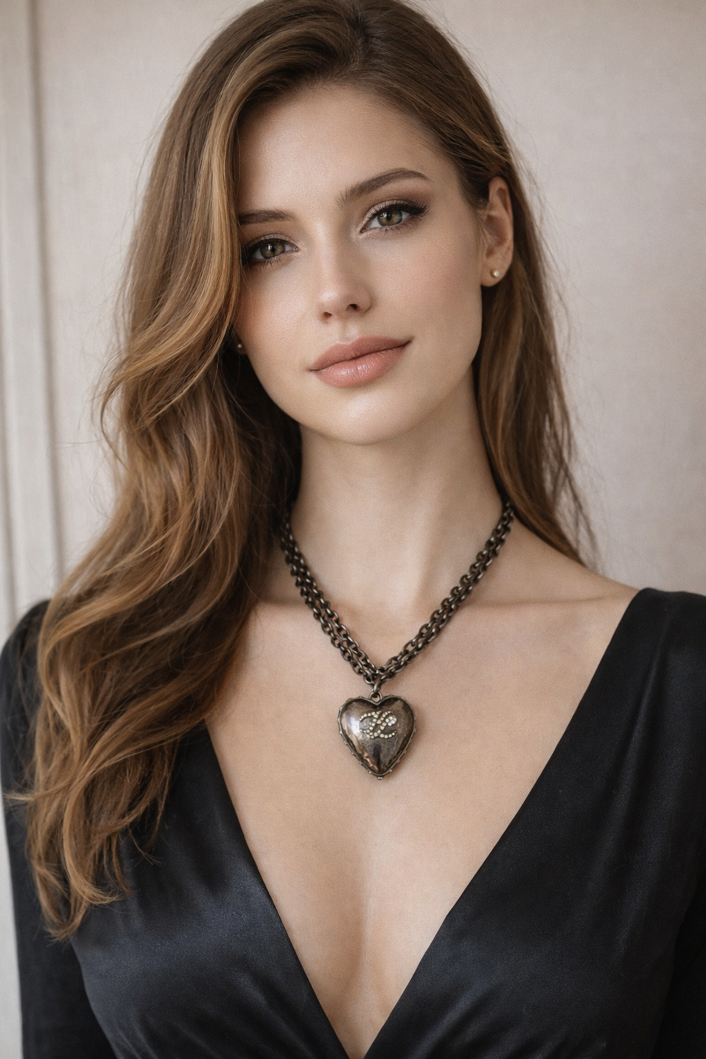 Karl Lagerfeld - Collier/Sautoir vintage Cœur KL