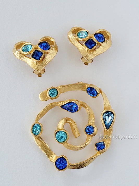 Edouard Rambaud - Magnifique parure boucles d'oreilles et broche vintage