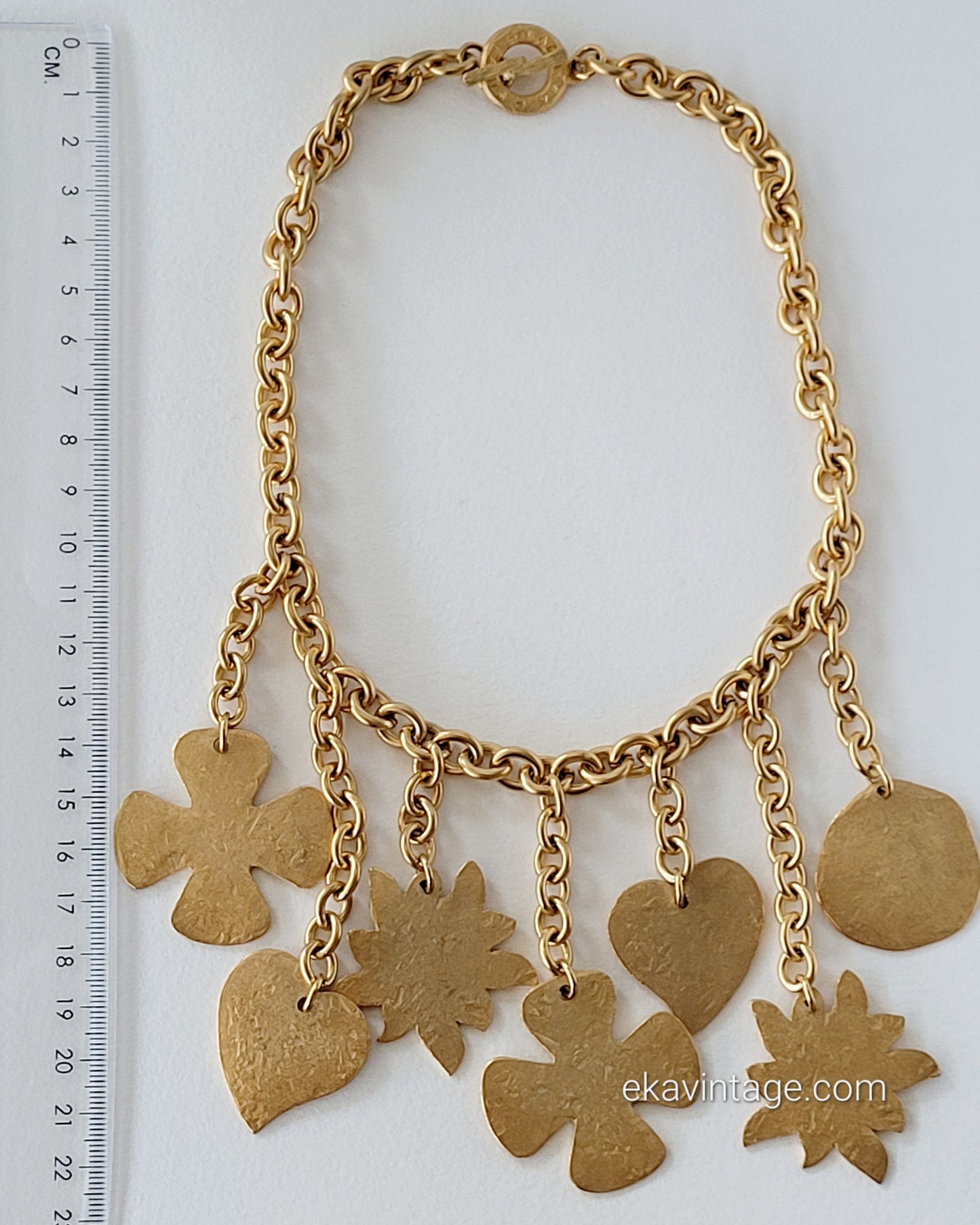 Agatha - Collier vintage sept breloques dorés