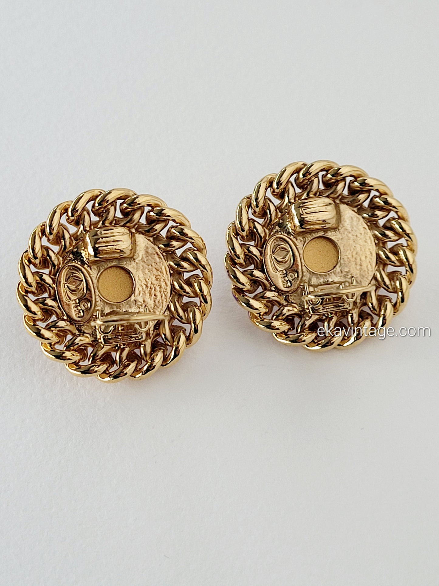 Boucles d'oreilles vintage Cabochons bleus