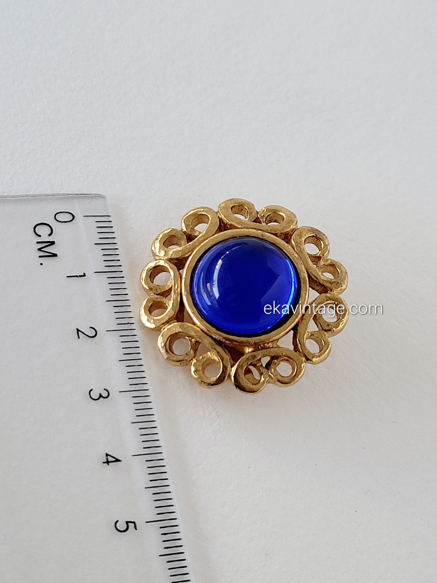 Yves Saint Laurent - Boucles d'oreilles vintage cabochon bleu