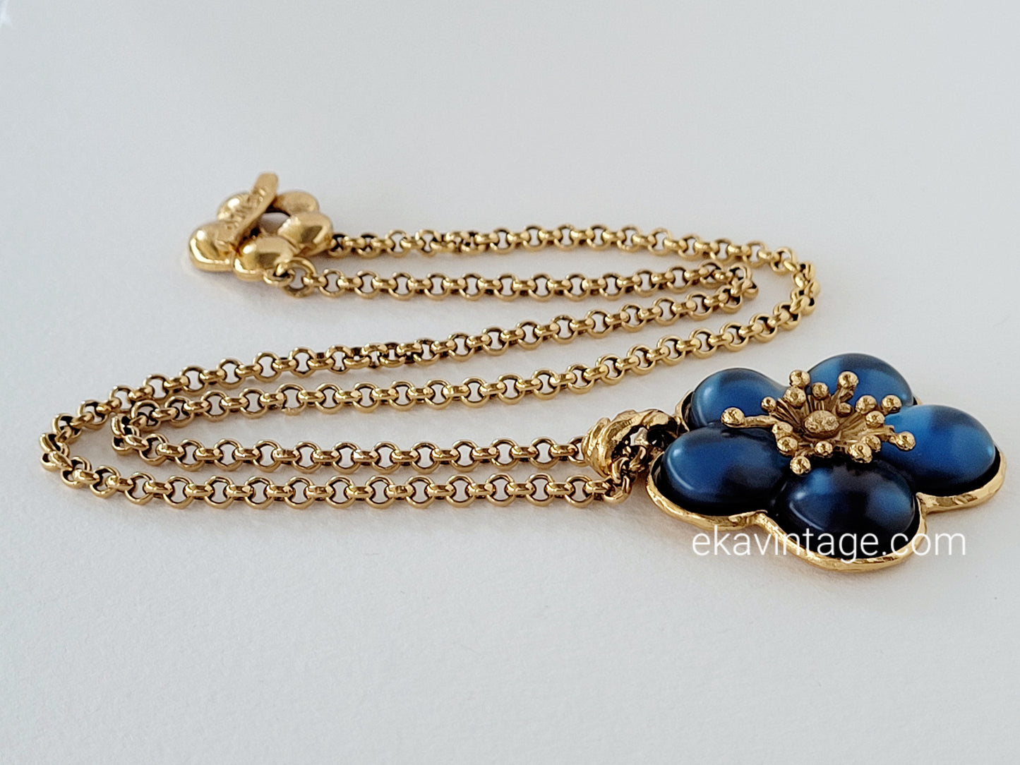 Kenzo Paris - Collier vintage avec pendentif fleur bleu