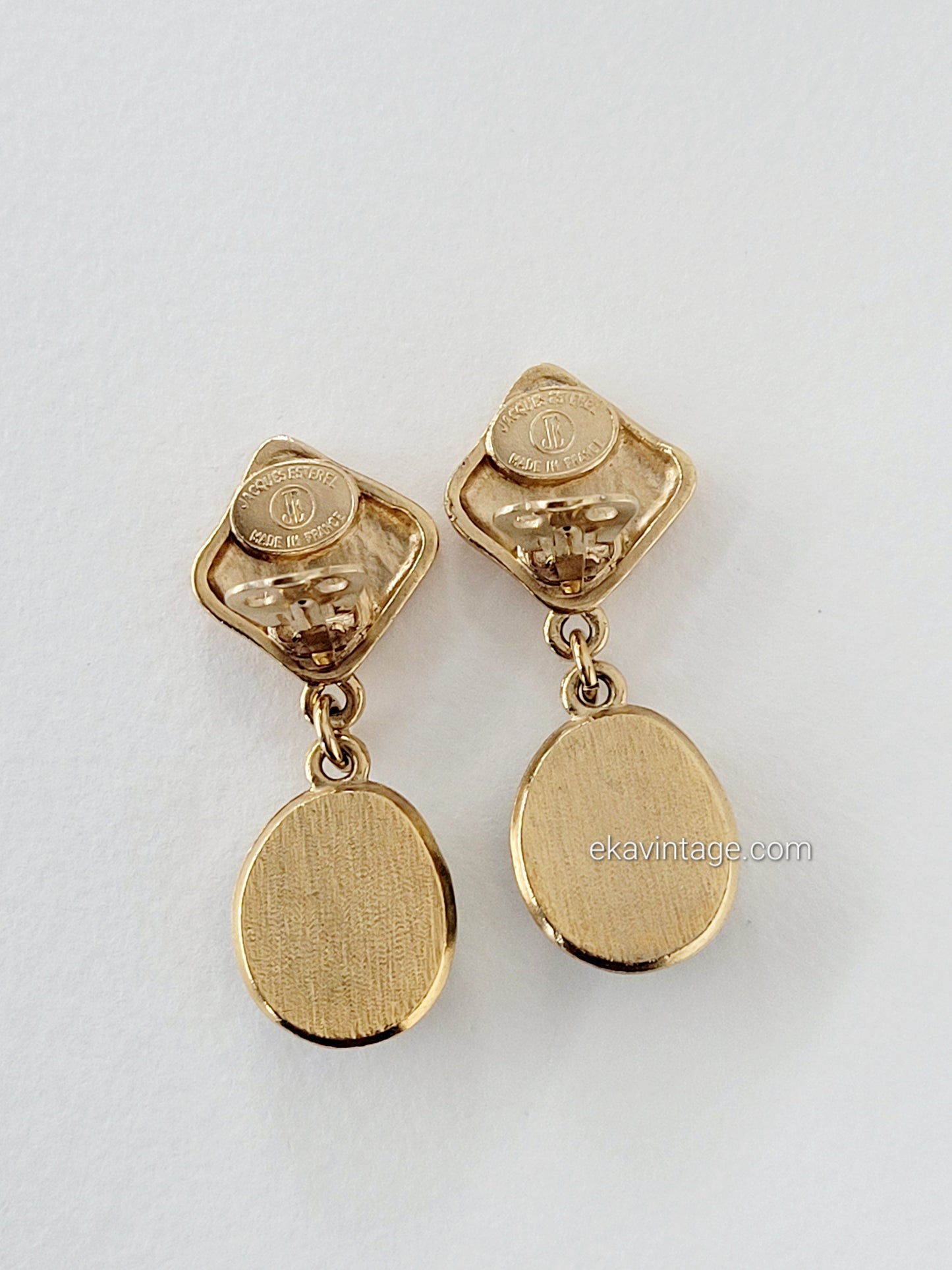 Boucles d'oreilles vintage Jacques Esterel Cabochons verts