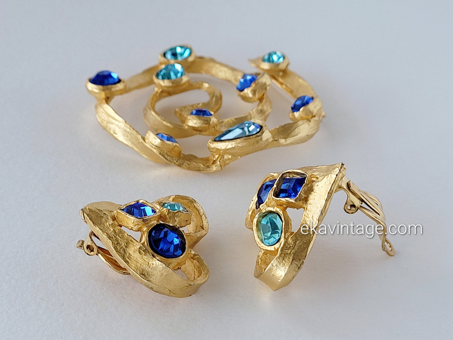 Edouard Rambaud - Magnifique parure boucles d'oreilles et broche vintage