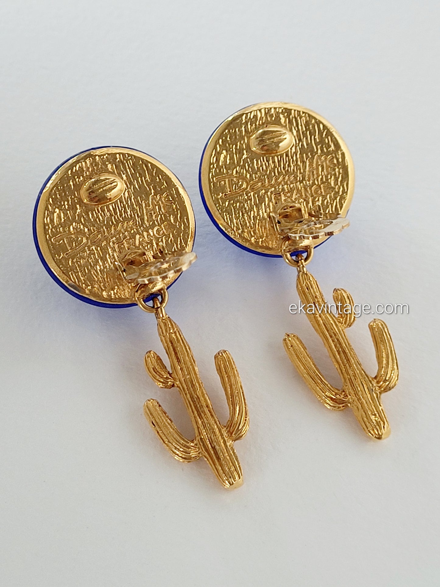 Daum - Boucles d'oreilles vintage en pâte de verre