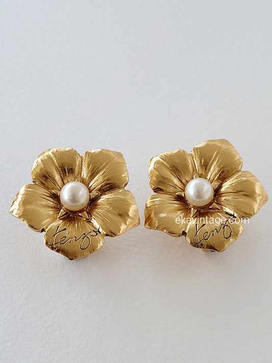 Kenzo Paris - Boucles d'oreilles vintage fleur
