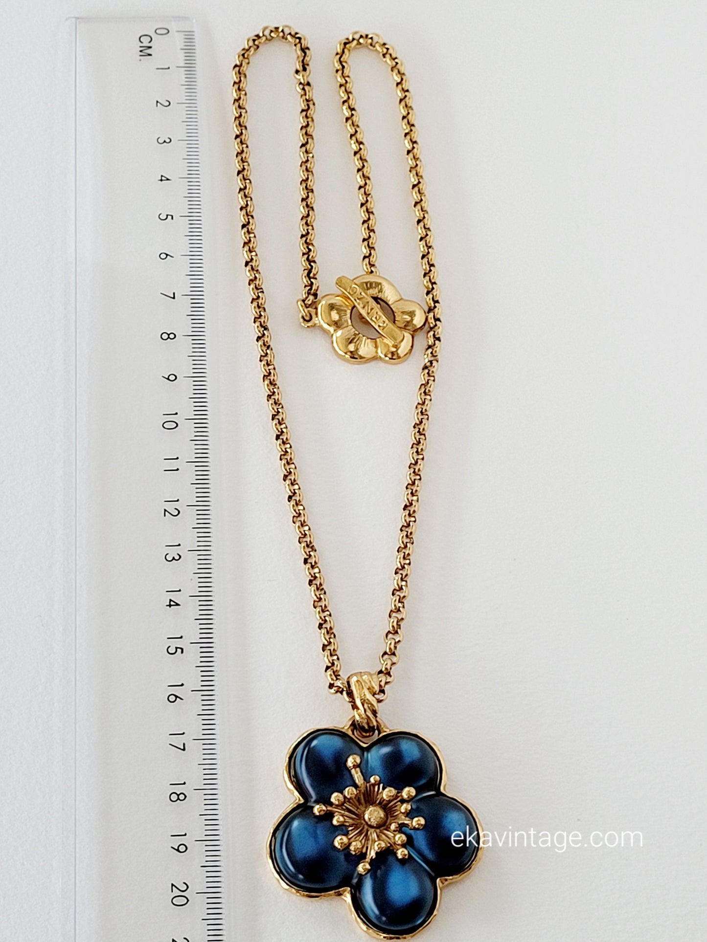 Kenzo Paris - Collier vintage avec pendentif fleur bleu