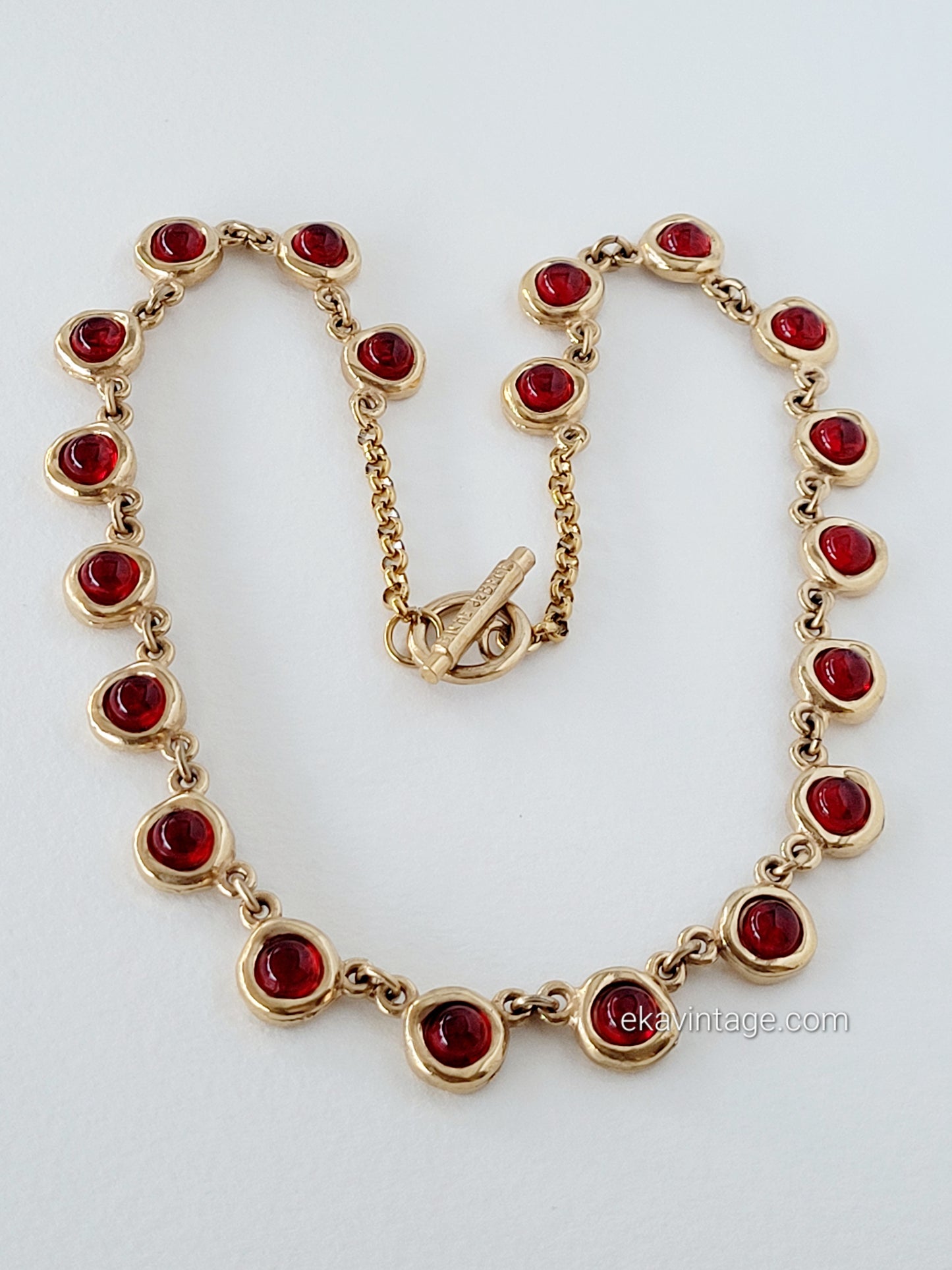 Biche de Bere - Collier vintage - Cabochons rouges