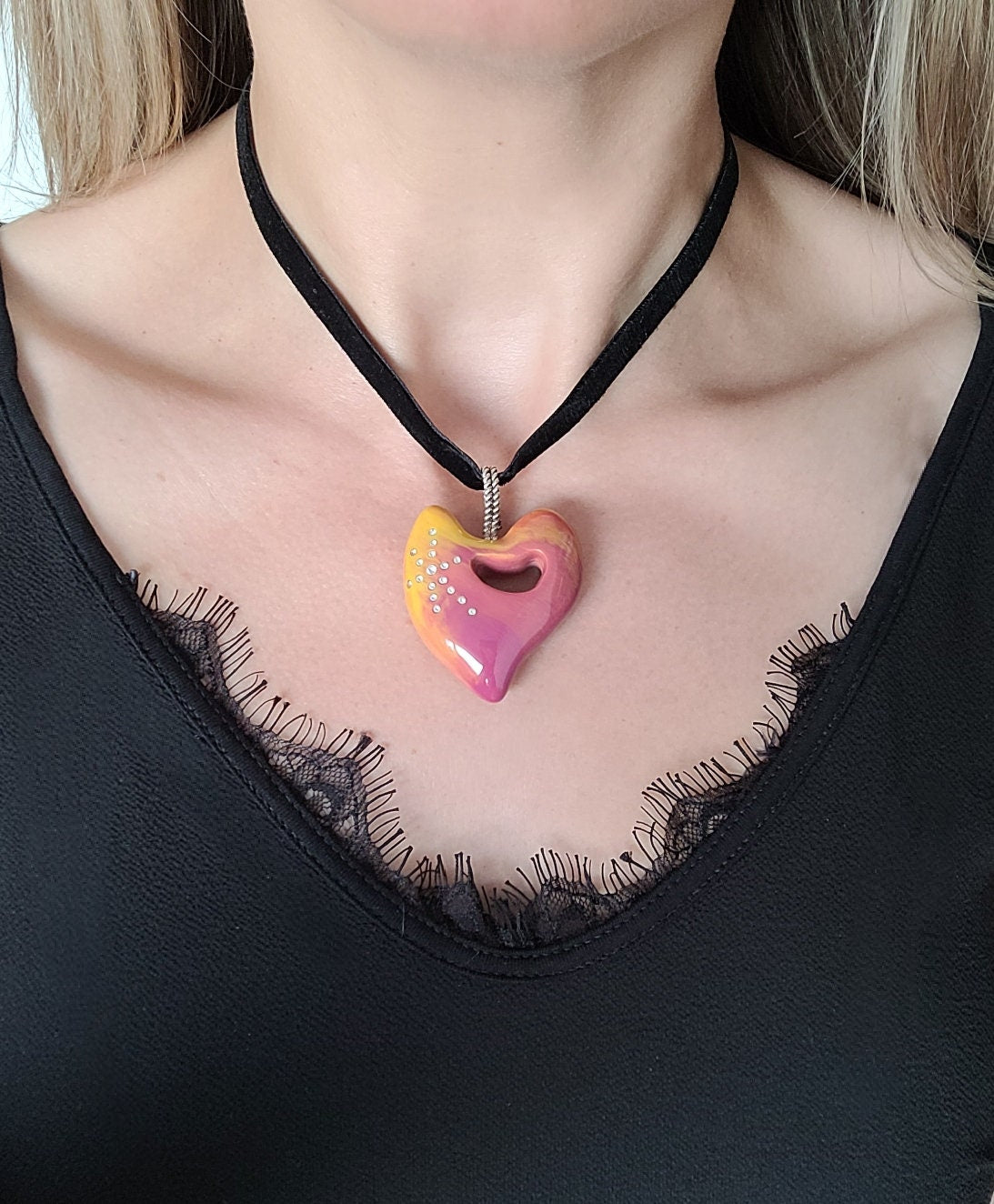 Christian Lacroix - Vintage pink heart pendant