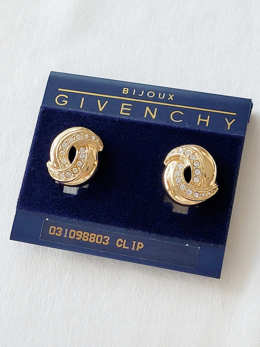 Givenchy  - Boucles d'oreilles vintage Cristaux