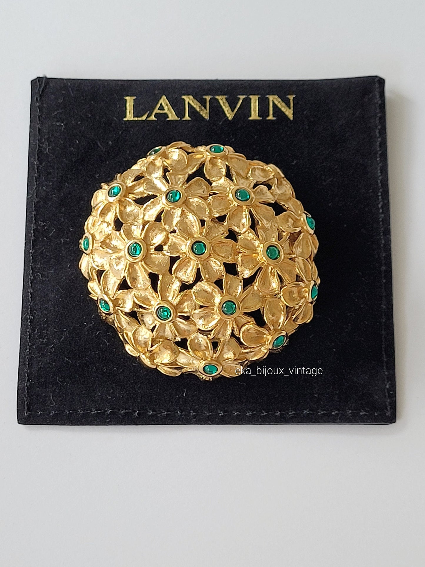 Lanvin - Broche vintage cabochons en verre