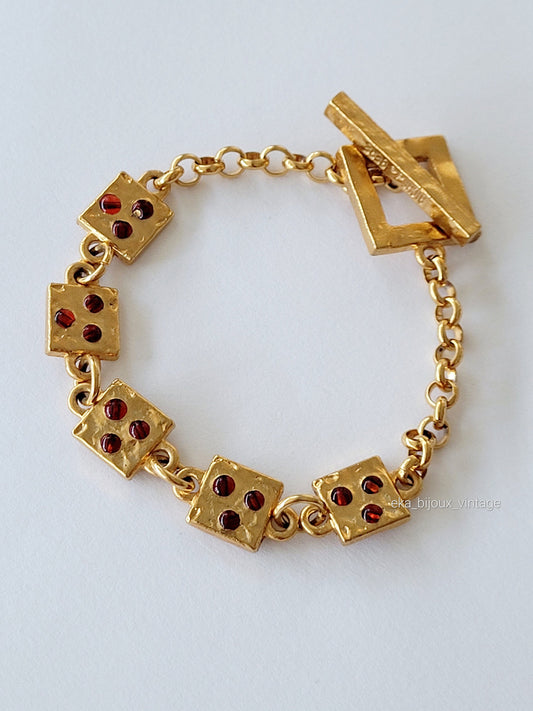 Biche de Bère - Bracelet vintage - Perles rouges