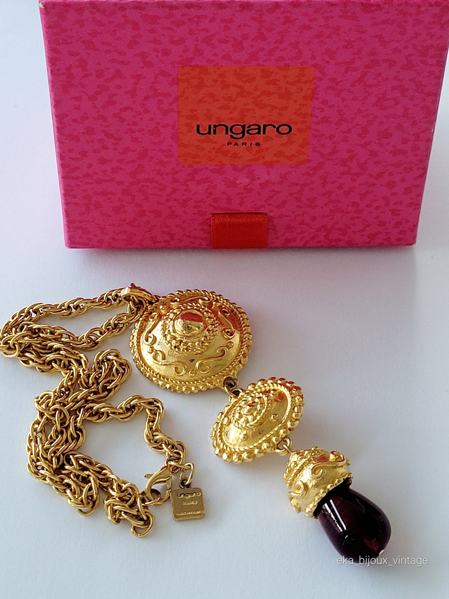 Ungaro Paris - Vintage red pendant necklace