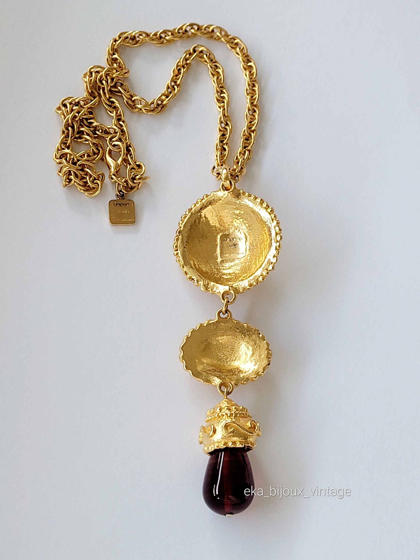 Ungaro Paris - Collier vintage pendentif rouge