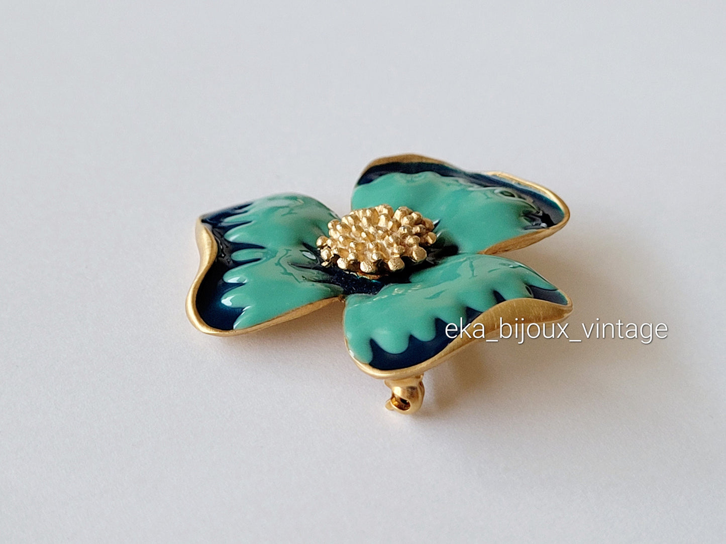 Parure vintage - Broche et boucles d'oreilles Fleur