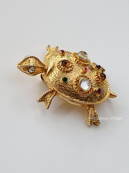 Broche vintage - Tortue doré