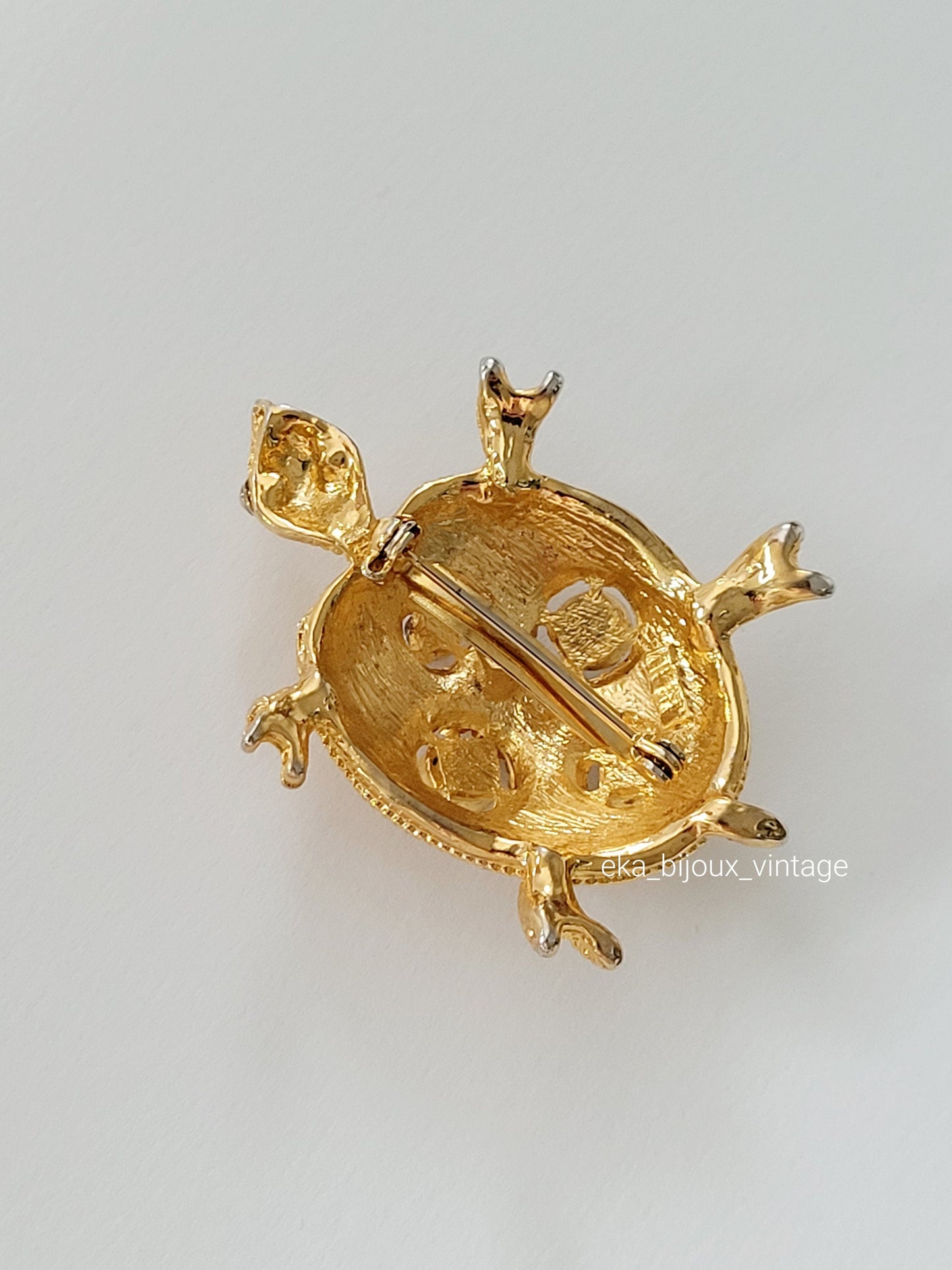 Broche vintage - Tortue doré