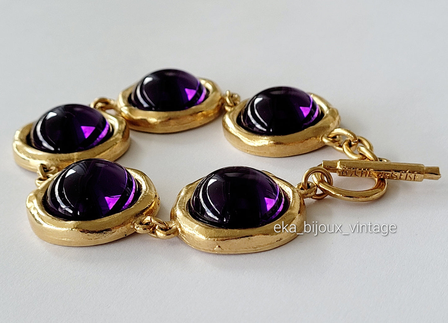 Biche de Bere - Bracelet vintage cabochons couleur violet