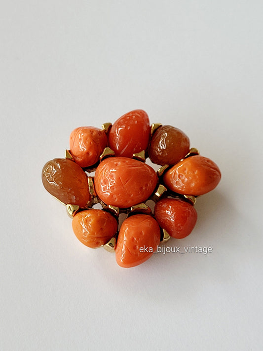 Guy Laroche - Vintage brooch with orange cabochons