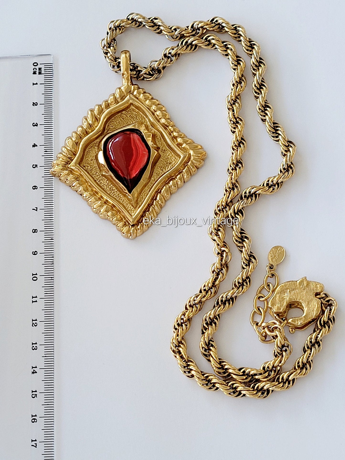 Scherrer - Collier vintage avec un gros pendentif rouge