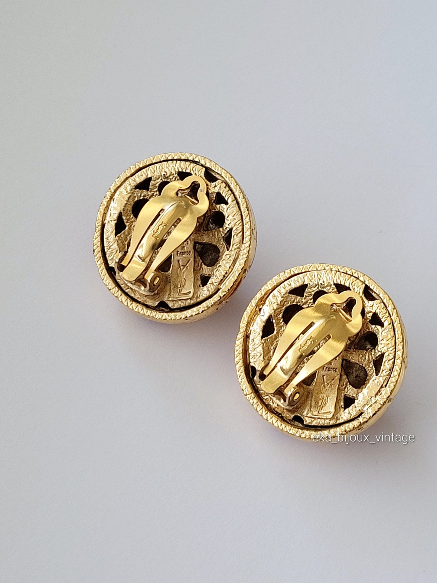 Yves Saint Laurent - Boucles d'oreilles vintage email rouge