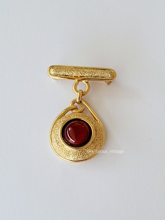 Guy Laroche - Broche vintage Cabochon rouge