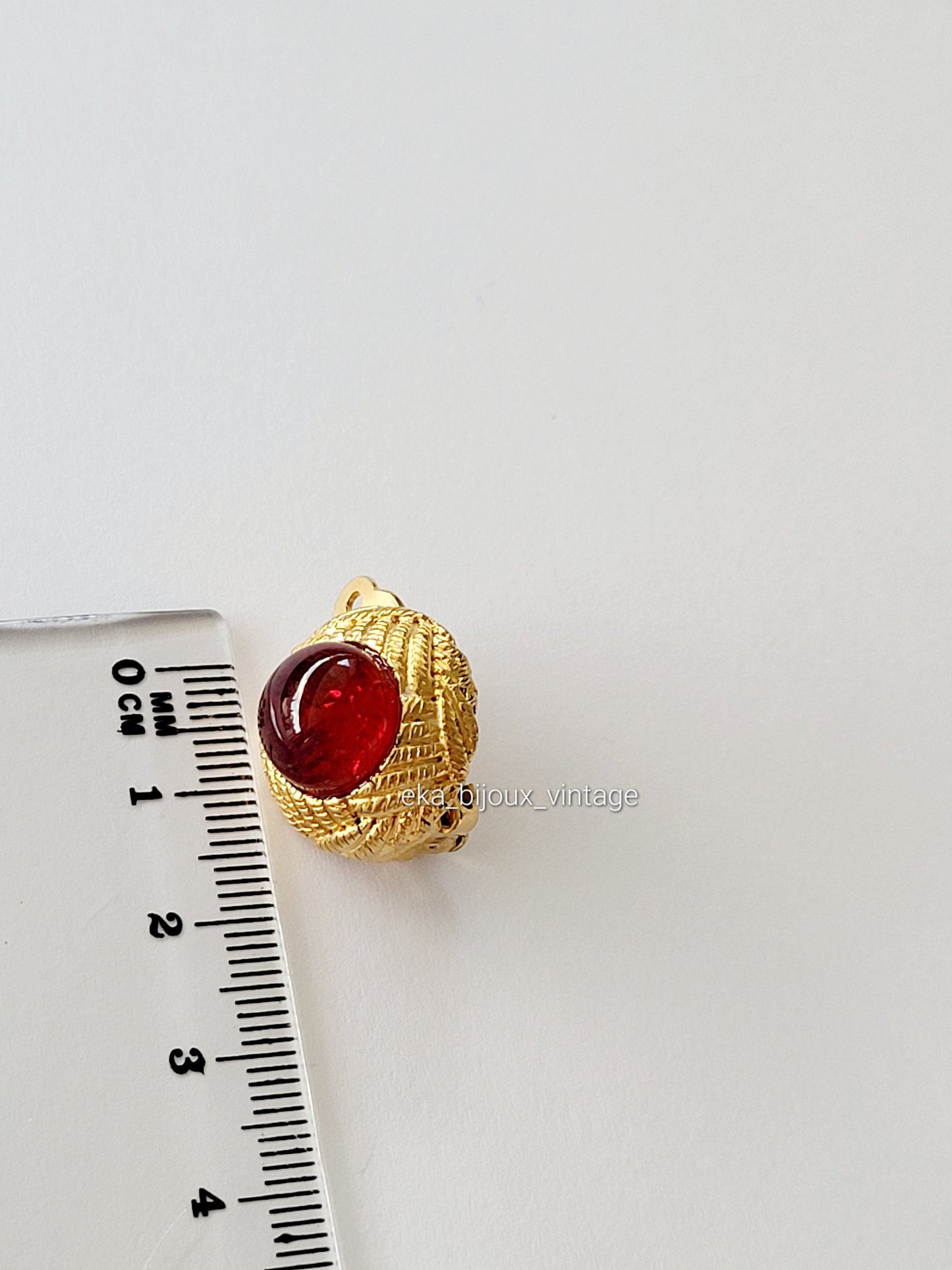 Chanel - Vintage Red Cabochon Earrings