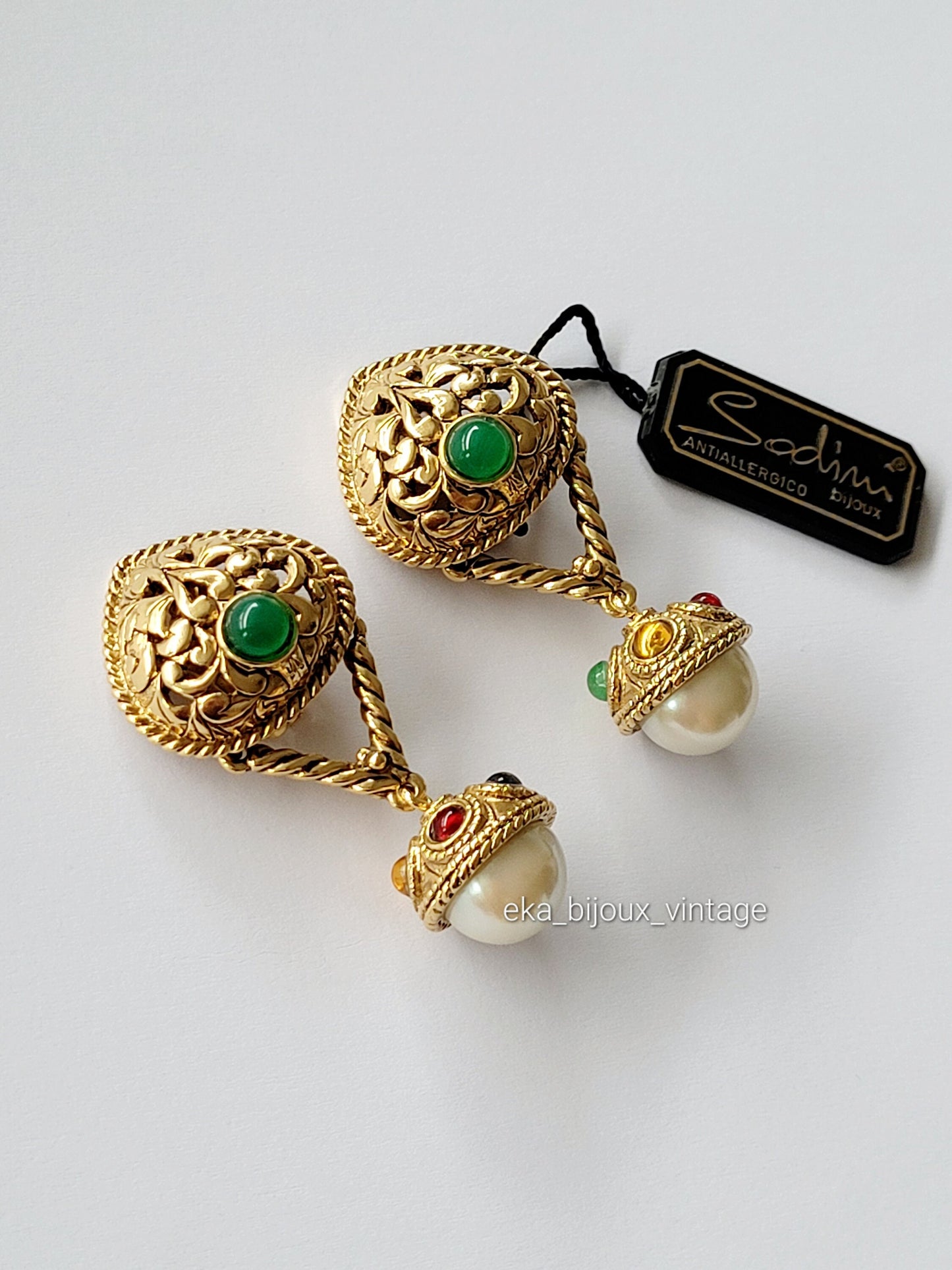 Boucles d'oreilles pendantes vintage Sodini